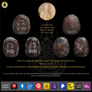Phra 5 Satang BE2468-2490 Nur Phong Si Daeng Luang Pu Klin (Lp Klin), Wat Saphan Sung