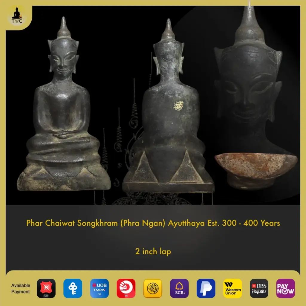 Phra Chaiwat Songkhram (Phra Ngan), Ayutthaya Est. 300 – 400 Years Bucha Thai amulet