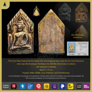 Phra Khun Paen Kheluxb Kru Pim Hailian Mot Yai (pentagonal large chest) Nur Din Khao Pao Wat Amphawan Nonthaburi BE2200-2300 (Perfect Condition)