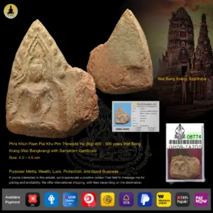 Phra Khun Paen Plai Khu Pim Thewada Yai (Big) 400 – 500 years Wat Bang Krang (Wat Bangkrang) with Samakorn Certificate