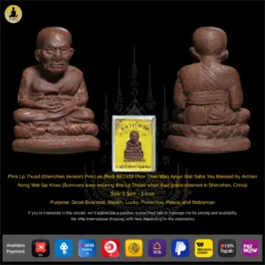 Phra Lp Thuad 龙婆托 (Shenzhen Version) Pim Lek (RED) BE2539 Phor Than Wan Apiyo Wat Saba You Blessed by Archan Nong Wat Sai Khao