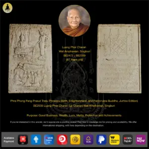 Phra Phong Pang Prasut Trasu Phrasaru (Birth, Enlightenment, and Parinirvana Buddha, Jumbo Edition) BE2535 Luang Phor Charan (Lp Charan) Wat Amphawan, Singburi