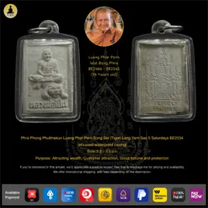 Phra Phong Phutthakun Luang Phor Pern (Lp Pern) Song Ser (Tiger) Lang Yant Sao 5 Saturdays BE2534