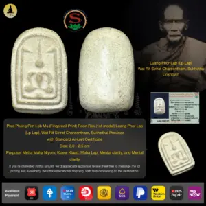 Phra Phong Pim Leb Mu (Fingernail Print) Roon Rek (1st model) Luang Phor Lap (Lp Lap), Wat Rit Sirirat Charoentham