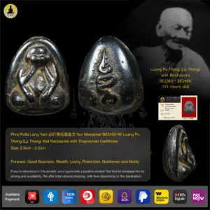 Phra Pidta Lang Yant Nur Mekaphat BE2450-60 Luang Pu Thong (Lp Thong) Wat Rachayota