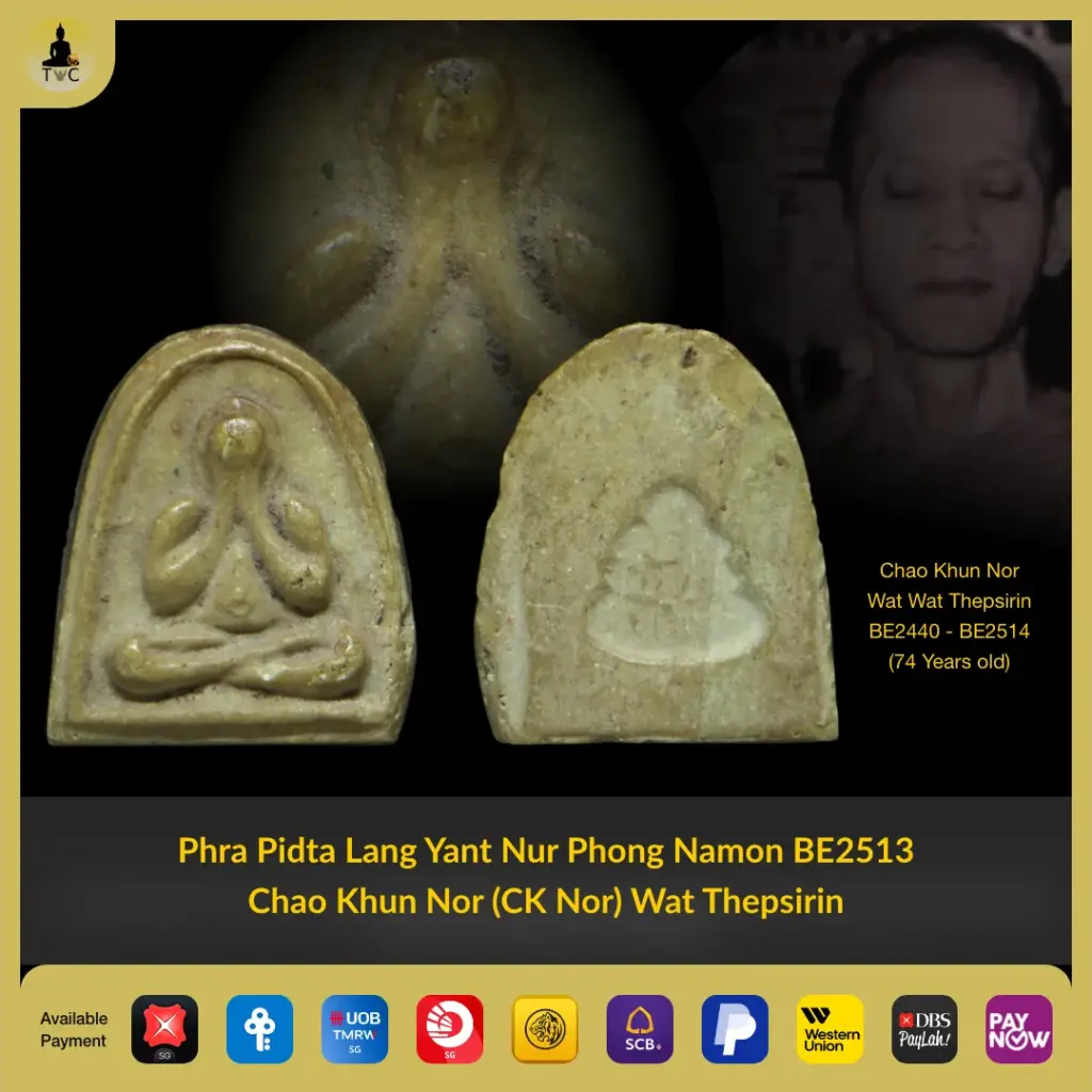 Phra Pidta Lang Yant Nur Phong BE2513 Chao Khun Nor Wat Thepsirin Thai amulet