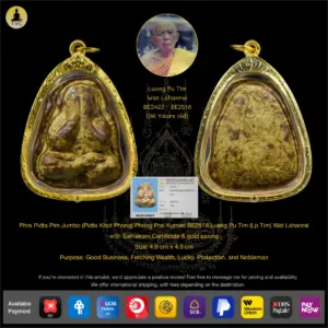 Phra Pidta Pim Jumbo (Pidta Khot Phong) Phong Prai Kuman BE2518 Luang Pu Tim (Lp Tim) Wat Lahanrai