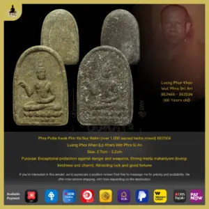 Phra Putta Kwak Pim Yai Nur Wahn (over 1,000 sacred herbs mixed) BE2504 Luang Phor Khan (Lp Khan) Wat Phra Si An