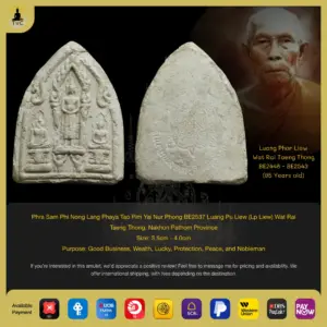 Phra Sam Phi Nong Lang Phaya Tao Pim Yai Nur Phong BE2537 Luang Pu Liew (Lp Liew) Wat Rai Taeng Thong, Nakhon Pathom Province