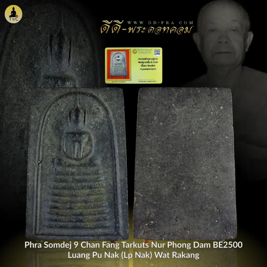 Phra Somdej 9 Chan Fang Tarkuts Nur Phong Dam BE2500 Luang Pu Nak Wat Rakang Thai amulet