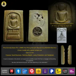 Phra Somdej Kaiser Pim Jumbo Nur Phong Namphi (Special Iron) BE2529 Wat Arun (Crack model) with original temple box