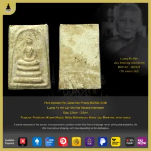 Phra Somdej Pim Jadee Nur Phong BE2482-2488 Luang Pu Hin (Lp Hin) Wat Rakang Kositaram