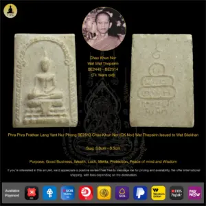 Phra Somdej Pim Phra Prathan Lang Yant Nur Phong BE2513 Chao Khun Nor (CK Nor) Wat Thepsirin Issued to Wat Silakhan