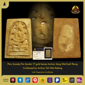 Phra Somdej Pim Sendai 17 gold leaves Archan Seng Wat Kudi Thong Co-blessed by Archan Toh Wat Rakang