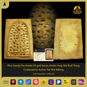 Phra Somdej Pim Sendai 69 gold leaves Archan Seng Wat Kudi Thong Co-blessed by Archan Toh Wat Rakang