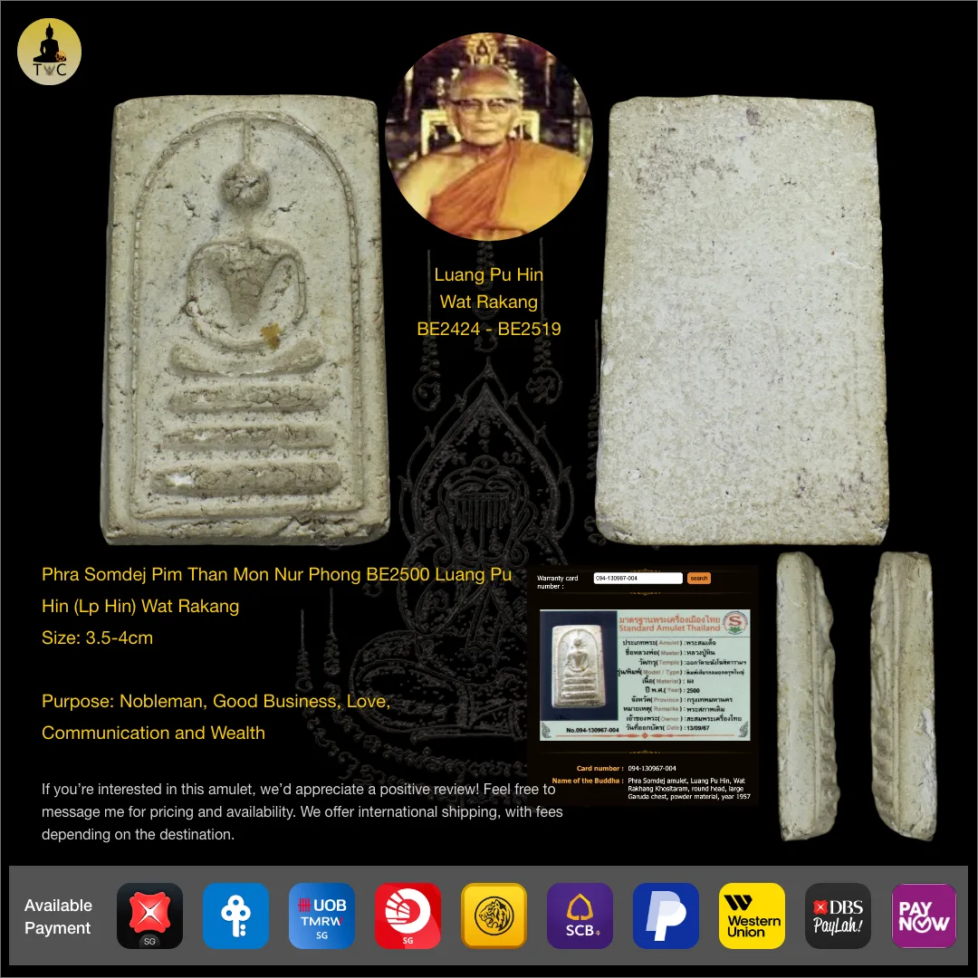 Phra Somdej Pim Than Mon Nur Phong BE2500 Luang Pu Hin (Lp Hin) Wat Rakang