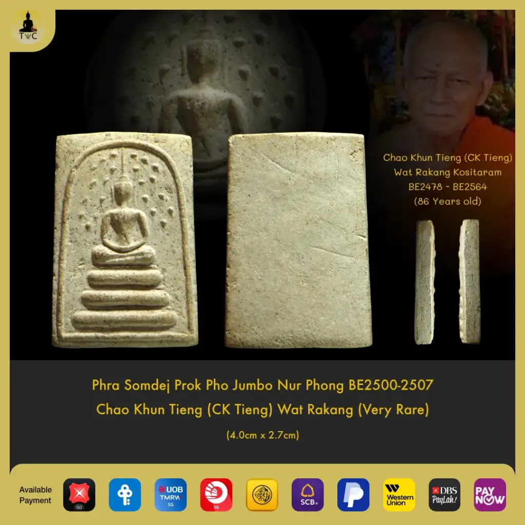 Phra Somdej Prok Pho Jumbo BE2500-2507 Chao Khun Tieng Wat Rakang Thai amulet