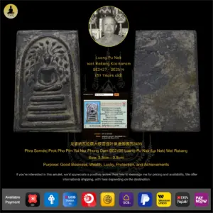 Phra Somdej Prok Pho Pim Yai Nur Phong Dam BE2495 Luang Pu Nak Wat Rakang Kositaram