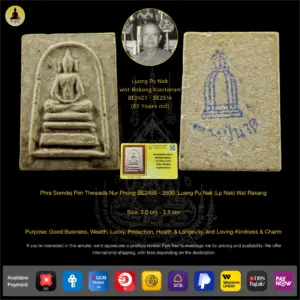 Phra Somdej Thewada Nur Phong BE2495 – 2500  Luang Pu Nak Wat Rakang