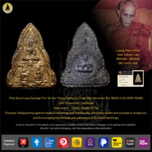 Phra Sutra Lang Sankajai Pim Yai Nur Thong Daeng Luang Phor Pinak (Lp Pinak) Wat Sanom Lao Est. BE2512-30 (VERY RARE)