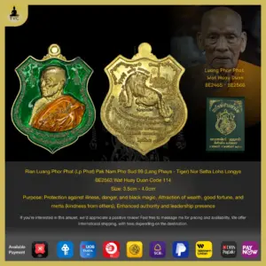 Rian Luang Phor Phat (Lp Phat) Pak Nam Pho Sud 99 (Lang Phaya – Tiger) Nur Satta Loha Longya BE2563 Wat Huay Duan Code 114