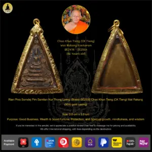 Rian Phra Somdej Pim Samlian Yai Nur Thong Lueng BE2500 Chao Khun Tieng Wat Rakang  (90% gold casing)