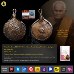[SOLD] Phaya Tao Ruean 财龟 BE2451-2462 Nur Thong Phasom  Luang Phor Ngern (Lp Ngern) Wat Bang Klan