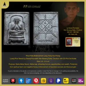 [SOLD] Phra Pidta Brahmacharn Lang Trinity Nur Phong  Luang Phor Sawat Punnasilo Wat Mueang Suka, Chonburi