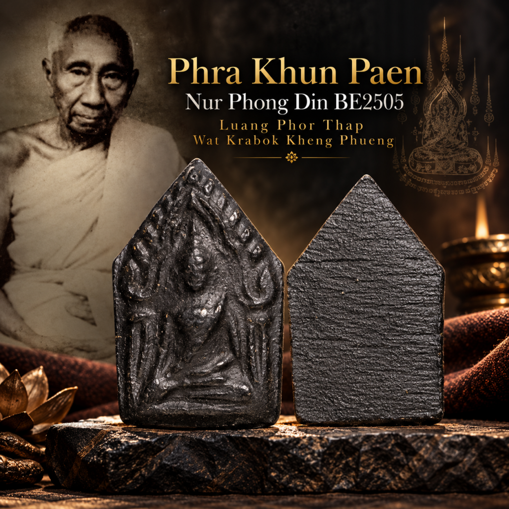 Phra Khun Paen Nur Phong Din BE2505 Luang Phor Thap Wat Krabok Kheng Phueng Thai amulet