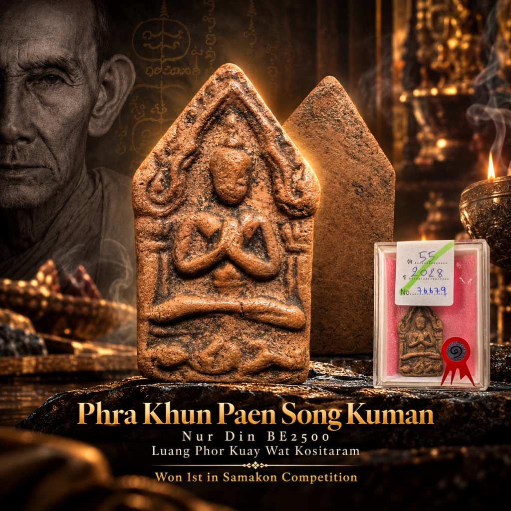 Phra Khun Paen Song Kuman Nur Din BE2500 Luang Phor Kuay Wat Kositaram Won 1st in Samakon Competition Thai amulet